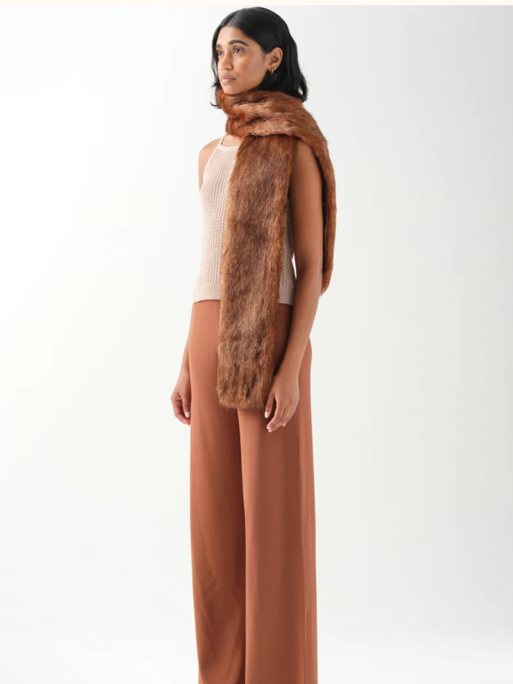 Unreal Fur West End Scarf Revolve in Ginger Brown Faux Fur $249 MSRP